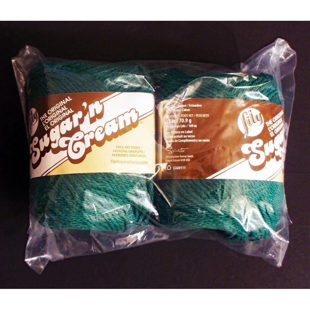 2 rolls of Lily Sugar'n Cream Yarn in a lovely forest green color, still sealed